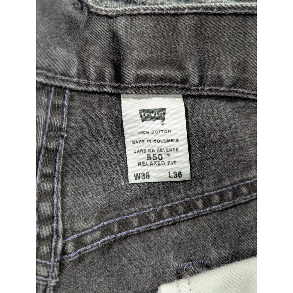 Levi's 550 Relaxed Fit Jeans Mens 36x36 Gray Denim Cotton Mid Rise Straight Leg - Picture 6 of 16